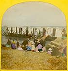 Bathing machines on sands [Stereoview]
